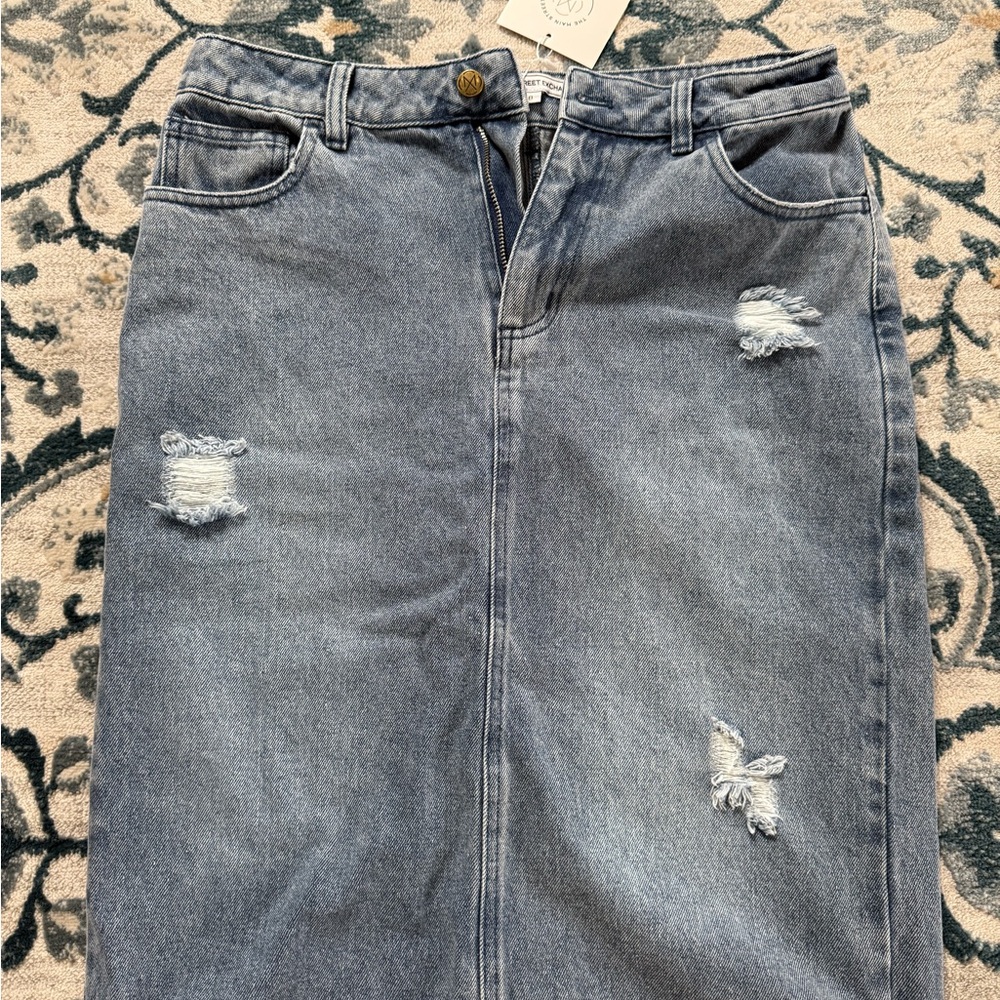 Main Street Exchange Distressed Denim “Cove” Skirt